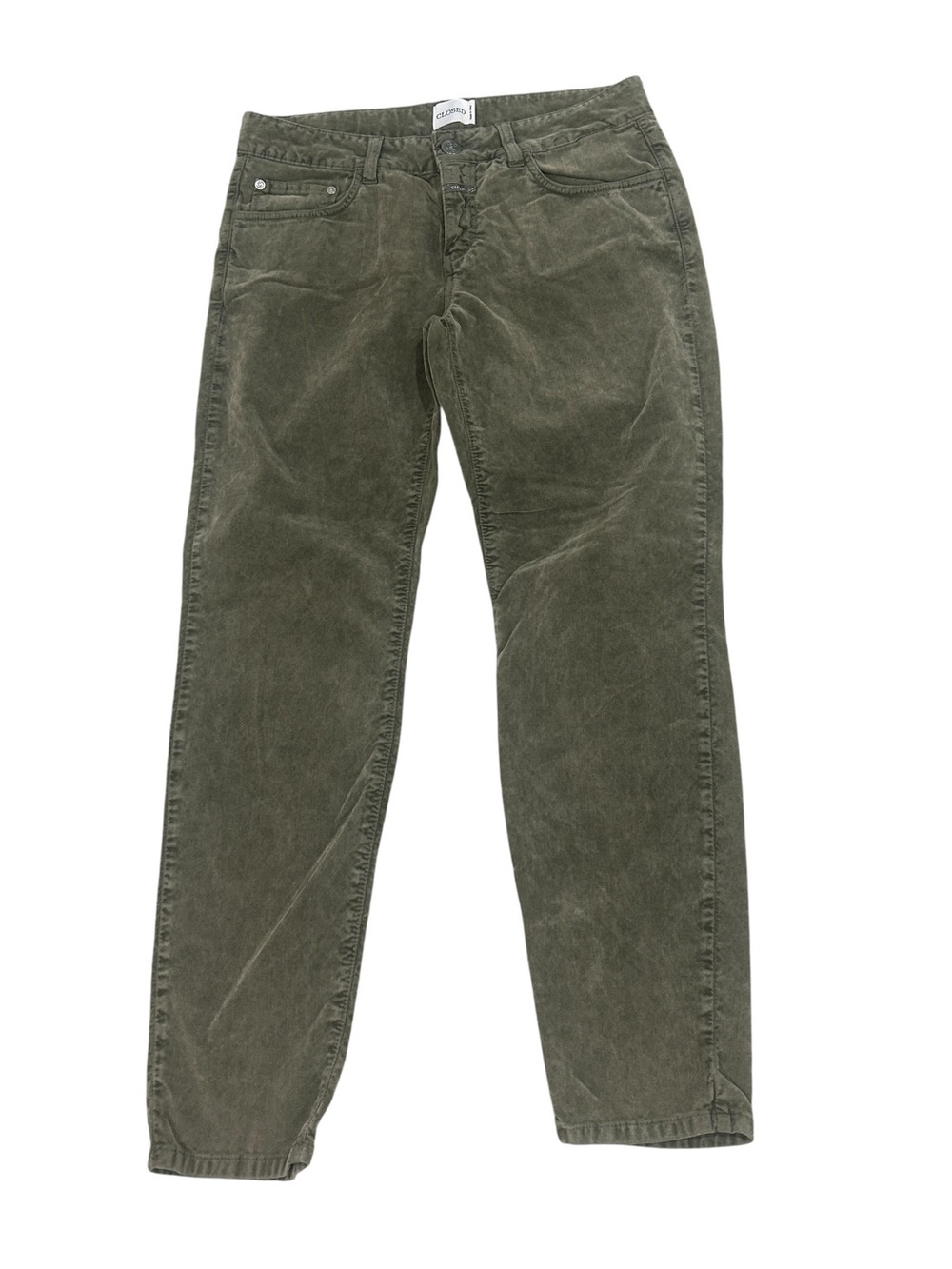 Closed Olive Green organic cotton supersoft corduroy straight leg pants Italy 29